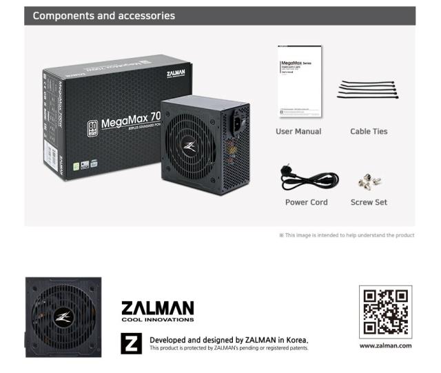 Захранване Zalman ZM700-TXII, PSU MegaMax 700W, 80 PLUS 230V EU, Active PFC