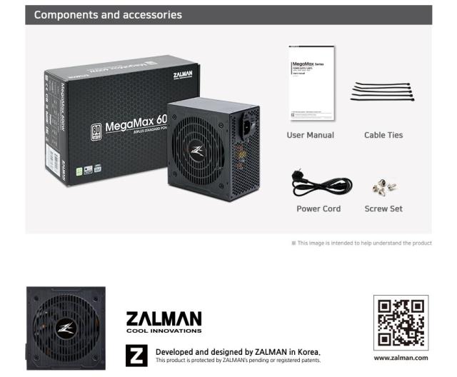 Захранване Zalman ZM600-TXII, PSU MegaMax 600W, 80 PLUS 230V EU, Active PFC