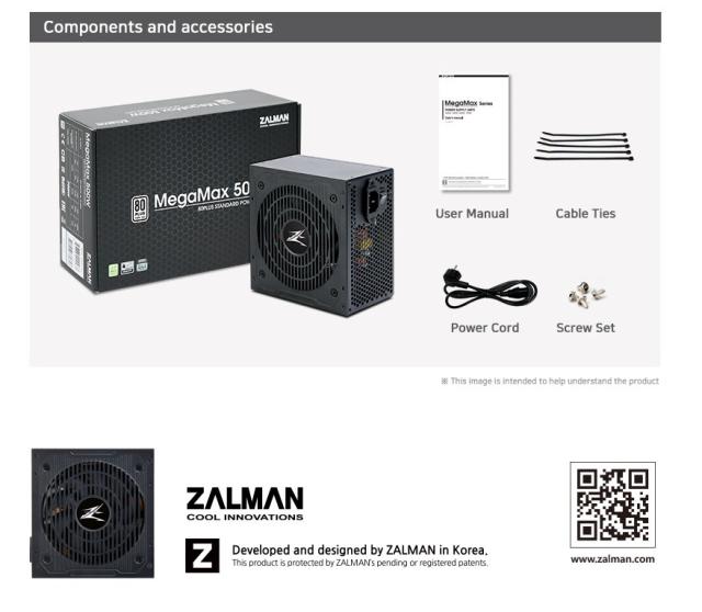 Захранване Zalman ZM500-TXII, PSU MegaMax 500W, 80 PLUS 230V EU, Active PFC