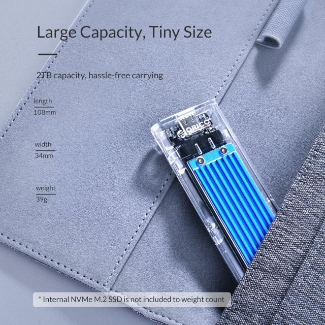 Кутия Orico за SSD, Storage - Case - M.2 NVMe M key - USB3.1 Type-C - TCM2-C3-BL