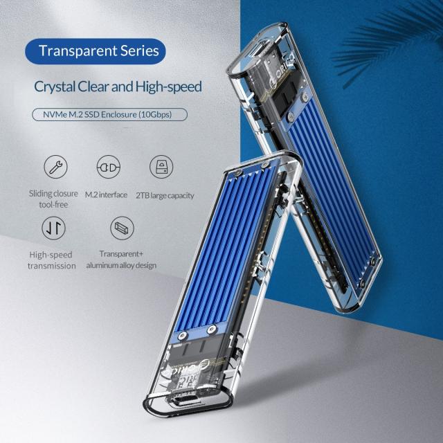 Кутия Orico за SSD, Storage - Case - M.2 NVMe M key - USB3.1 Type-C - TCM2-C3-BL