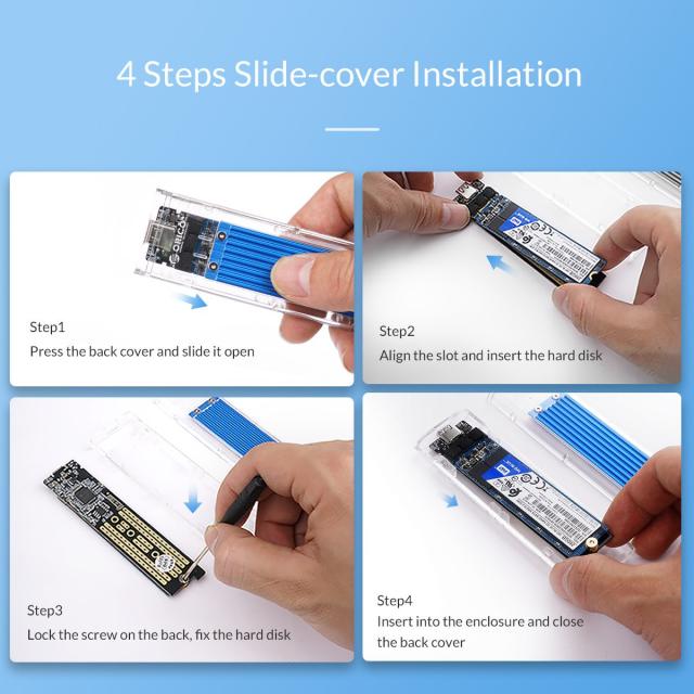 Кутия Orico за SSD, Storage - Case - M.2 NVMe M key - USB3.1 Type-C - TCM2-C3-BL