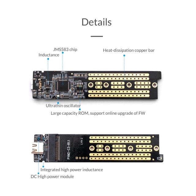Кутия Orico за SSD, Storage - Case - M.2 NVMe M key - USB3.1 Type-C - TCM2-C3-BL