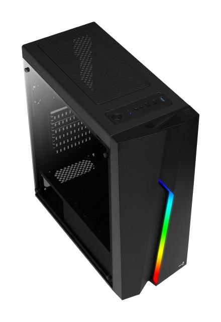 Кутия AeroCool Bolt RGB, 1 x USB 3.0, 2 x USB 2.0, HD Audio Headphones, HD Audio Mic, ATX/mATX/Mini-ITX 