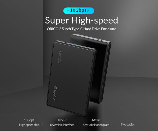 Кутия Orico, 2.5", SSD, HDD Storage - Case - 2.5 inch USB Type-C Gen2, UASP, black - 2588C3-G2-BK
