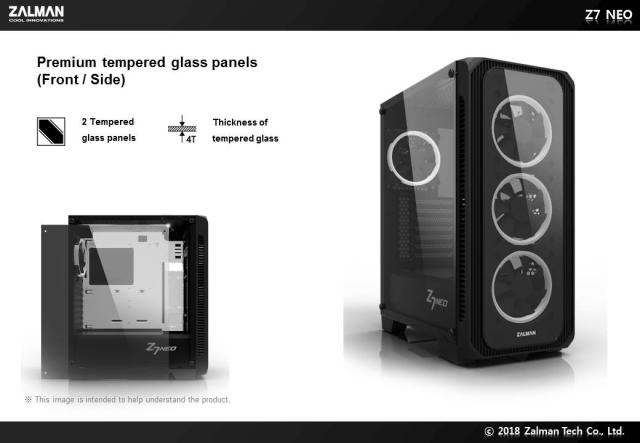 Кутия Zalman Z7 NEO RGB Sync, 1 x USB 3.0, 2 x USB, 2.0, HD Audio Headphones, HD Audio Mic, ATX/ mATX/ Mini-ITX, черна