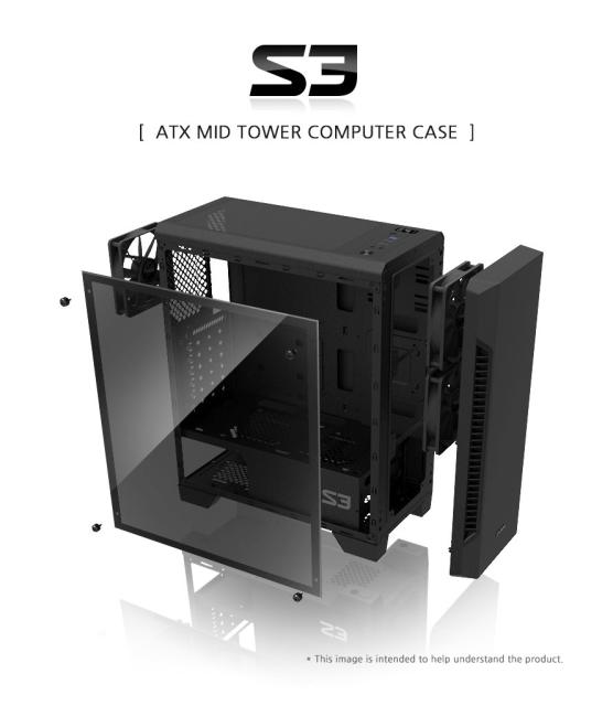 Кутия Zalman S3, USB 3.0, ATX/mATX/Mini-ITX, черна