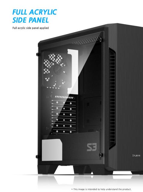 Кутия Zalman S3, USB 3.0, ATX/mATX/Mini-ITX, черна