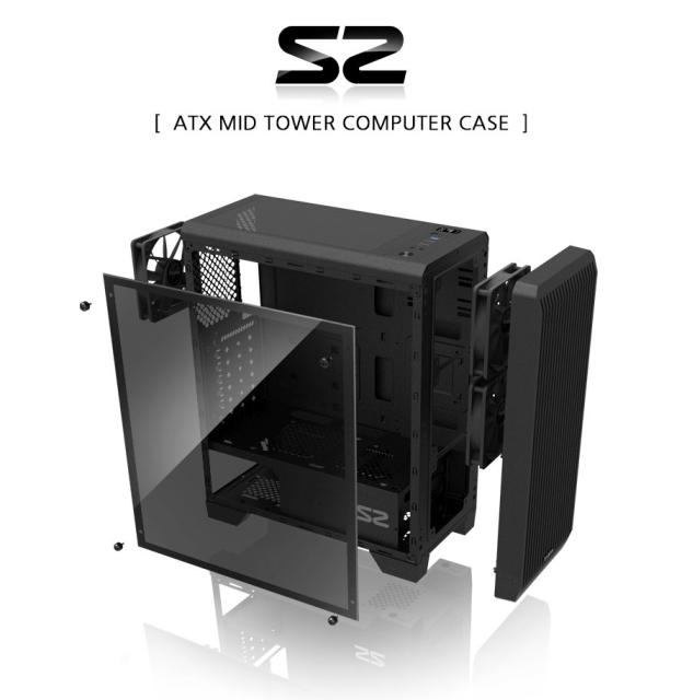 Кутия Zalman ZM-S2, Middle Tower, 1 x USB 3.0, 2 x USB 2.0, ATX/mATX/Mini-ITX