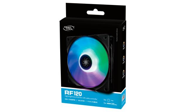 Вентилатор светещ DeepCool Fan 120mm RF120 - RGB Led with controller