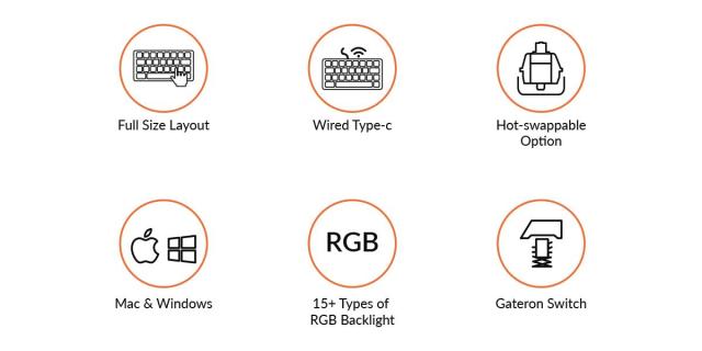 Геймърска Механична клавиатура Keychron C2 Hot-Swappable Full-Size Gateron G Pro Blue Switch RGB LED