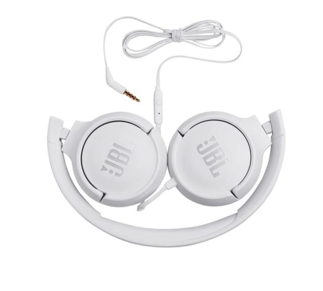 Слушалки JBL Tune 500, микрофон, 3.5 mm jack, Бели