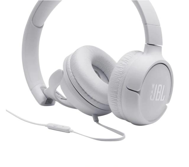 Слушалки JBL Tune 500, микрофон, 3.5 mm jack, Бели