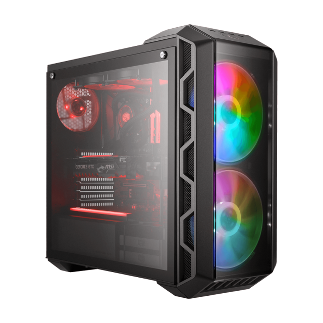 Кутия Cooler Master Master MasterCase H500 Gunmetal ARGB, 2x USB 3.2, 2x USB 2.0, RGB подсветка, страничен прозорец от закалено стъкло, ATX/mATX/miniITX, черна