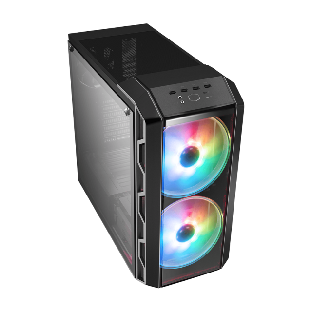 Кутия Cooler Master Master MasterCase H500 Gunmetal ARGB, 2x USB 3.2, 2x USB 2.0, RGB подсветка, страничен прозорец от закалено стъкло, ATX/mATX/miniITX, черна