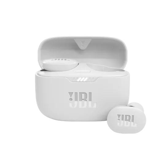 Слушалки JBL Tune 130NC WHT, безжични, Bluetooth, микрофон, ANC, тип "тапи", кутия за зареждане, Бели