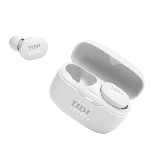 Слушалки JBL Tune 130NC WHT, безжични, Bluetooth, микрофон, ANC, тип "тапи", кутия за зареждане, Бели