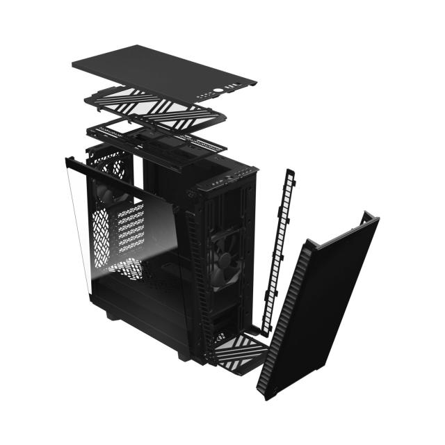 Кутия Fractal Design Define 7 Compact Black TG Light Tint, Middle Tower, USB 3.1 Gen 2 Type-C, 2 x USB 3.0, 2 x USB 2.0, ATX/mATX/mITX