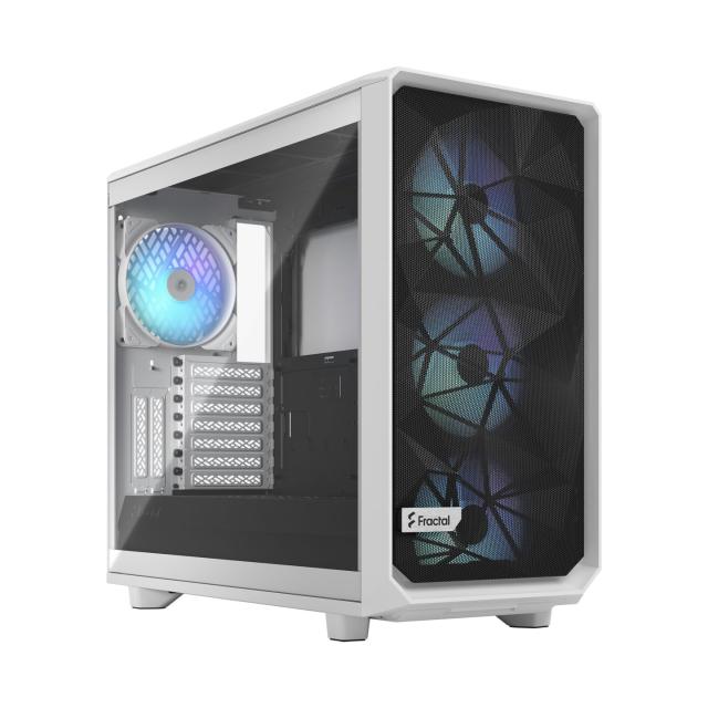 Кутия Fractal Design Meshify 2 RGB White TG Clear tint, Middle Tower, 1x USB 3.1 Gen 2 Type-C, E-ATX/ATX/mATX/mITX