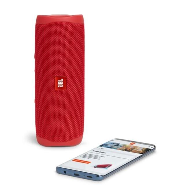 Тонколона JBL Flip 5 RED, 20W RMS, Bluetooth, влагоустойчива (IPX7), Червен