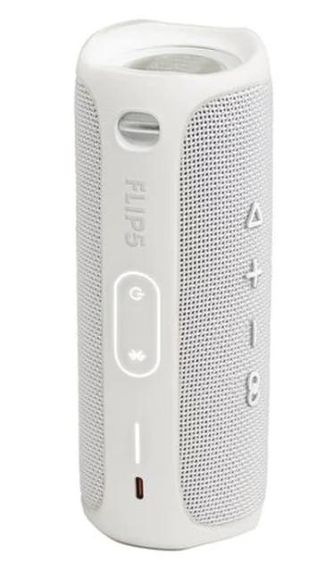Тонколона JBL Flip 5 WHT, 20W RMS, Bluetooth, влагоустойчива (IPX7), Бяла