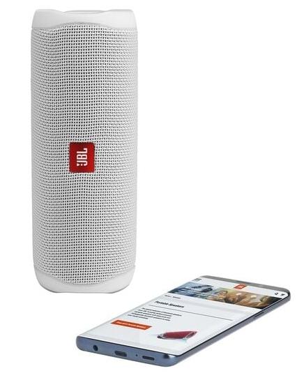 Тонколона JBL Flip 5 WHT, 20W RMS, Bluetooth, влагоустойчива (IPX7), Бяла