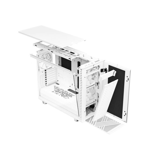 Кутия Fractal Design Define 7 White TG Clear Tint, Mid-Tower, 1 x USB 3.3 Type-C, 2 x USB 2.0, 2 x USB 3.0, E-ATX/ATX/mATX/mITX