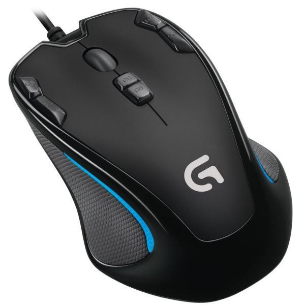 Мишка Logitech G300S, оптична (2500 dpi), LED подсветка, за лява или дясна ръка, USB, черна