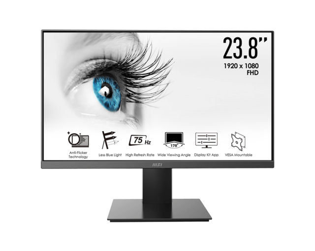 Монитор MSI Pro MP241X, 23.8" (60.45cm), VA панел, 75Hz, Full HD, 4ms, HDMI, VGA