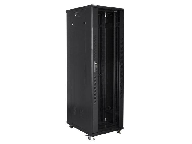 Комуникационен шкаф Lanberg rack cabinet 19" free-standing 42U / 600x1000 self-assembly flat pack, black