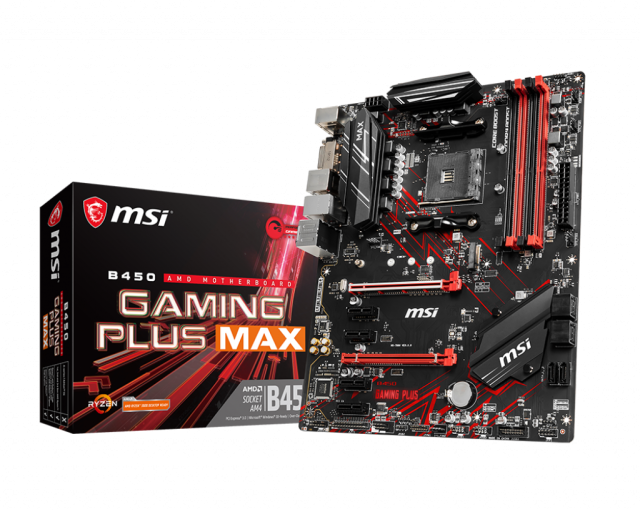 Дънна платка MSI B450 GAMING PLUS MAX, B450, AM4, DDR4, PCIe 3.0, 6x SATA 6Gb/s, 1x M.2 slot, DVI, HDMI, ATX