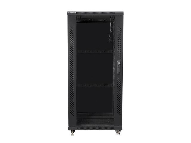 Комуникационен шкаф Lanberg rack cabinet 19" free-standing 27U / 600x600 self-assembly flat pack, black