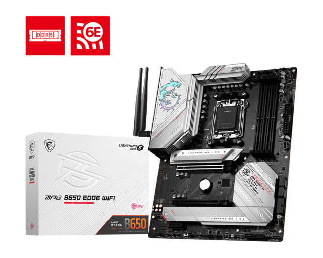 Дънна платка MSI MPG B650 EDGE WIFI, B650, AM5, DDR5, PCI-E 4.0, 3x M.2, 4x SATA 6Gb/s, 1x USB 3.2 Gen2x2 Type-C, Wi-Fi 6E, Bluetooth 5.2, HDMI, DP, ATX