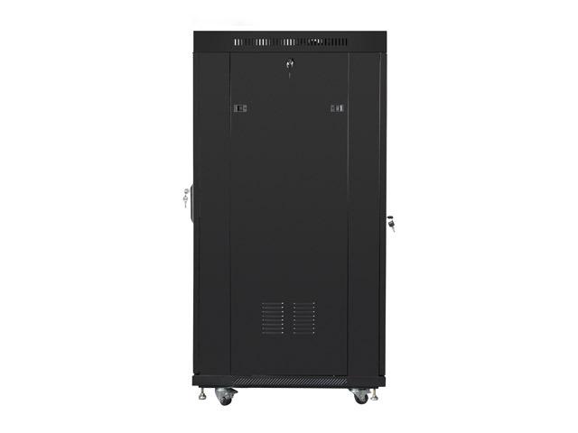 Комуникационен шкаф Lanberg rack cabinet 19" free-standing 27U / 600x800 self-assembly flat pack with mesh door LCD, black