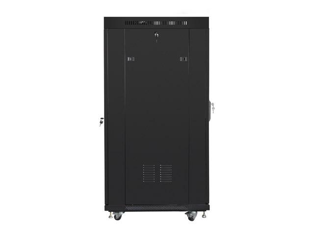 Комуникационен шкаф Lanberg rack cabinet 19" free-standing 27U / 600x800 self-assembly flat pack with mesh door LCD, black