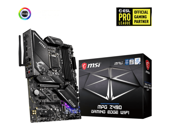 Дънна платка MSI MPG Z490 GAMING EDGE WIFI, Z490, LGA1200, DDR4, PCI-E 3.0, 6x SATA 6Gb/s, 2x M.2, Wi-Fi, Bluetooth, (CFX)(DisplayPort&HDMI), ATX