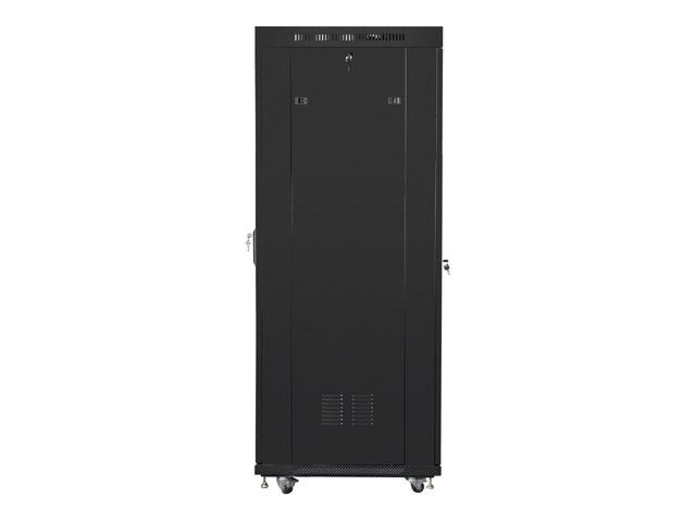 Комуникационен шкаф Lanberg rack cabinet 19" free-standing 37U / 600x800 self-assembly flat pack with mesh door LCD, black + Lanberg 19" fan unit / ventilation panel with lcd 4 fans + thermostat, 230V, black