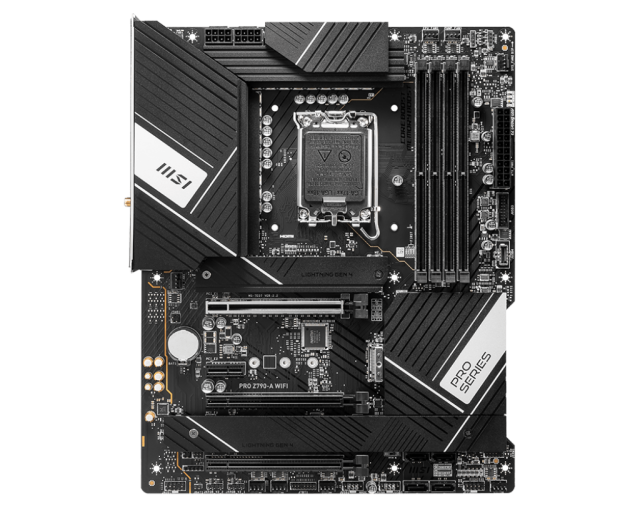 Дънна платка MSI PRO Z790-A WIFI, Z790, LGA1700, DDR5, PCIe 5.0, 6 x SATA 3, 4x M.2, 1 x USB 3.2 Gen2x2 Type-C, Wi-Fi 6E, Bluetooth, DP&HDMI, ATX