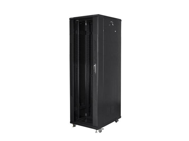 Комуникационен шкаф Lanberg rack cabinet 19" free-standing 42U / 800x800 self-assembly flat pack, black