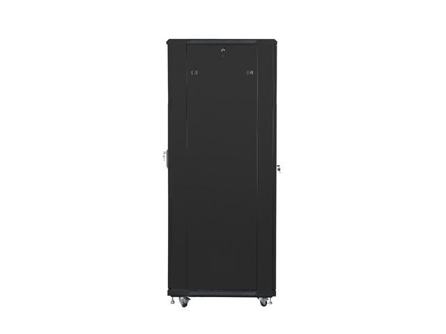 Комуникационен шкаф Lanberg rack cabinet 19" free-standing 42U / 800x800 self-assembly flat pack with mesh door, black + Lanberg 19" fan unit / ventilation panel with lcd 4 fans + thermostat, 230V, black