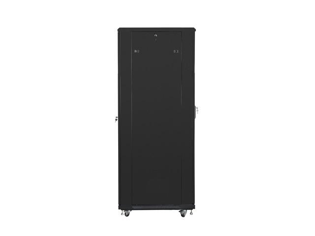 Комуникационен шкаф Lanberg rack cabinet 19" free-standing 42U / 800x800 self-assembly flat pack with mesh door, black + Lanberg 19" fan unit / ventilation panel with lcd 4 fans + thermostat, 230V, black