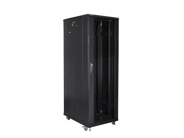 Комуникационен шкаф Lanberg rack cabinet 19" free-standing 47U / 800x800 self-assembly flat pack, black