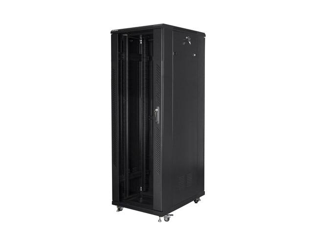Комуникационен шкаф Lanberg rack cabinet 19" free-standing 47U / 800x800 self-assembly flat pack, black