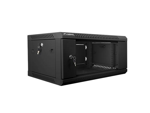 Комуникационен шкаф Lanberg rack cabinet 19” wall-mount 4U / 600x450 for self-assembly (flat pack), black