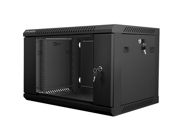 Комуникационен шкаф Lanberg rack cabinet 19” wall-mount 6U / 600x450 for self-assembly (flat pack), black