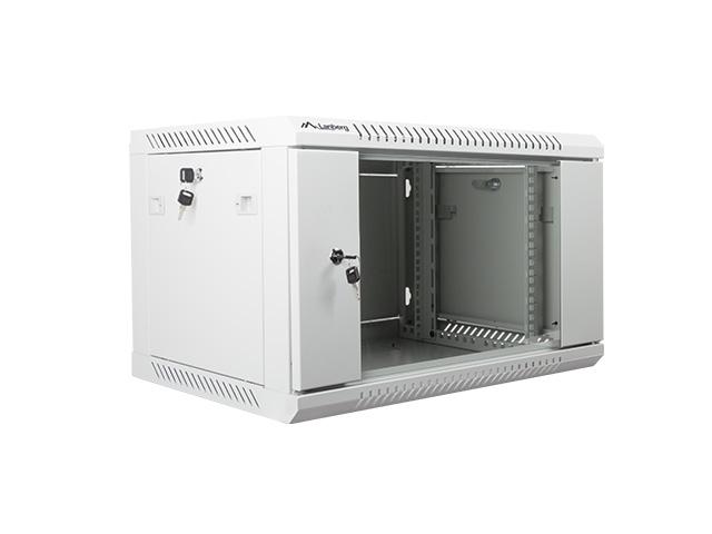 Комуникационен шкаф Lanberg rack cabinet 19” wall-mount 6U / 600x450 for self-assembly (flat pack), grey