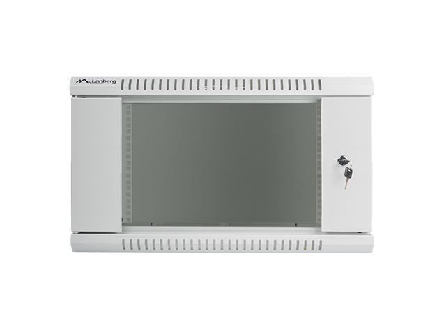 Комуникационен шкаф Lanberg rack cabinet 19” wall-mount 6U / 600x450 for self-assembly (flat pack), grey