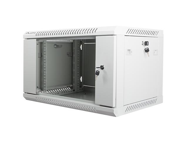Комуникационен шкаф Lanberg rack cabinet 19” wall-mount 6U / 600x450 for self-assembly (flat pack), grey