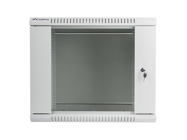 Комуникационен шкаф Lanberg rack cabinet 19” wall-mount 9U / 600x450 for self-assembly (flat pack), grey