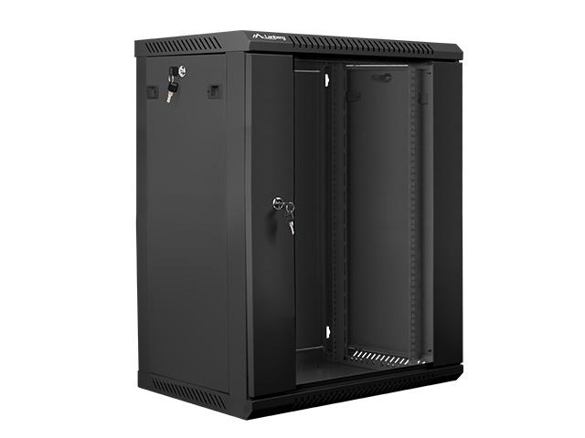 Комуникационен шкаф Lanberg rack cabinet 19” wall-mount 15U / 600x450 for self-assembly (flat pack), black
